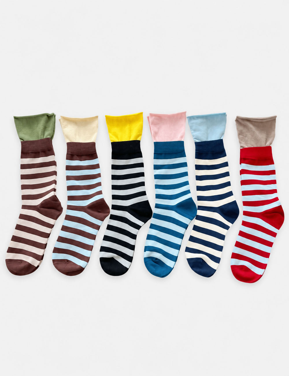 Trendy Striped Color Contrast Scrunch Socks 6W8FSO704