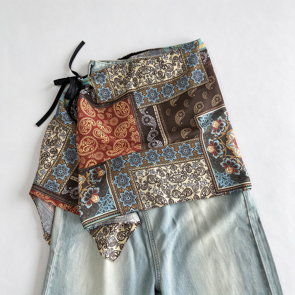 Trendy Floral Print Tie Waist Wrap Hip Scarf 6W1SL45