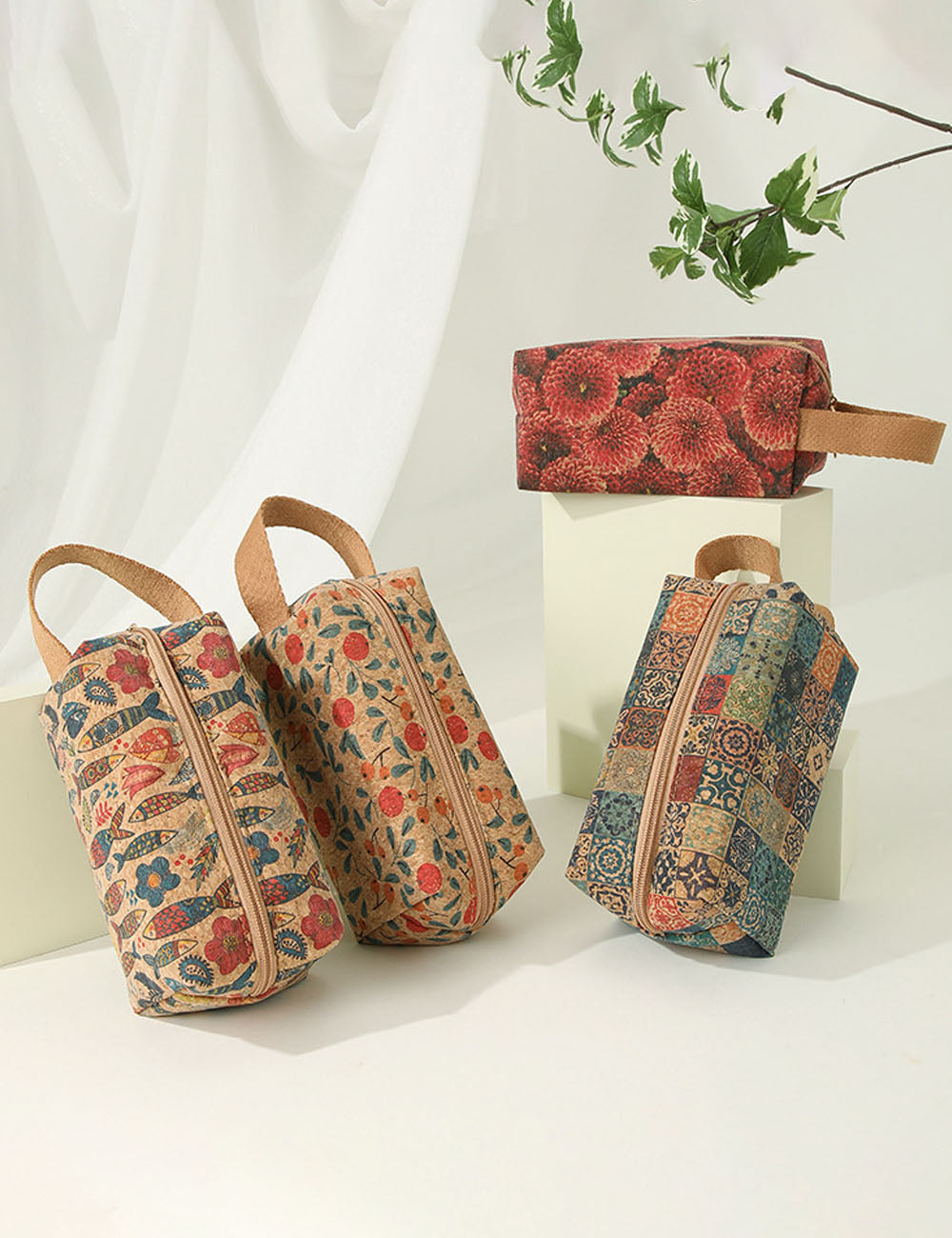 Top Handle Cork Makeup Bag - DippedShop Wholesale - #9603
