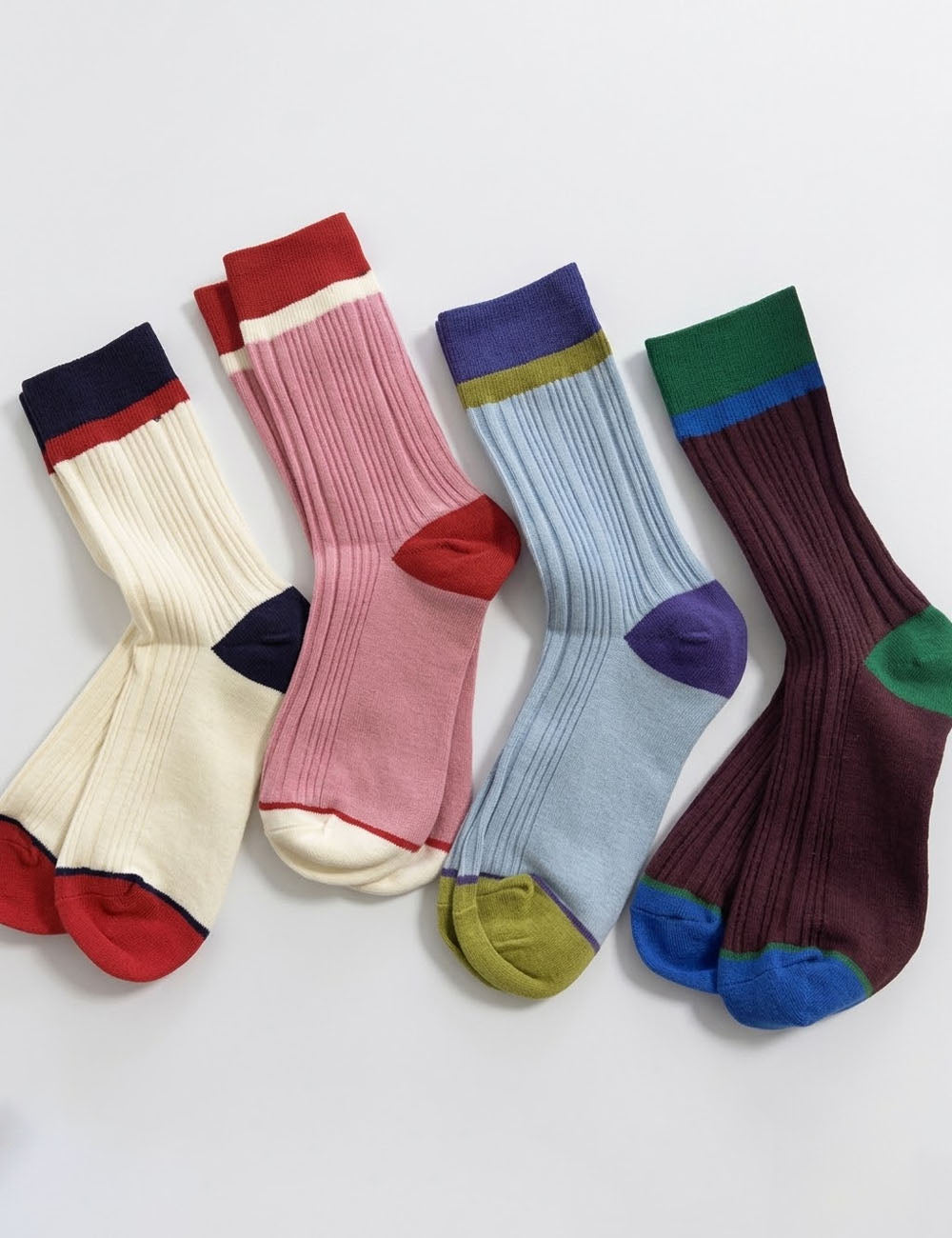 Simple Color Block Striped Soft Slouchy Socks 6W8FSO713