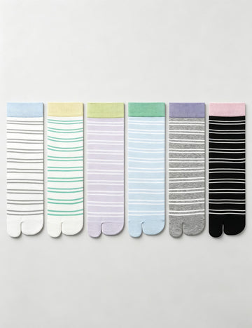 Minimalist Color Block Striped Tabi Socks 6W8FSO533