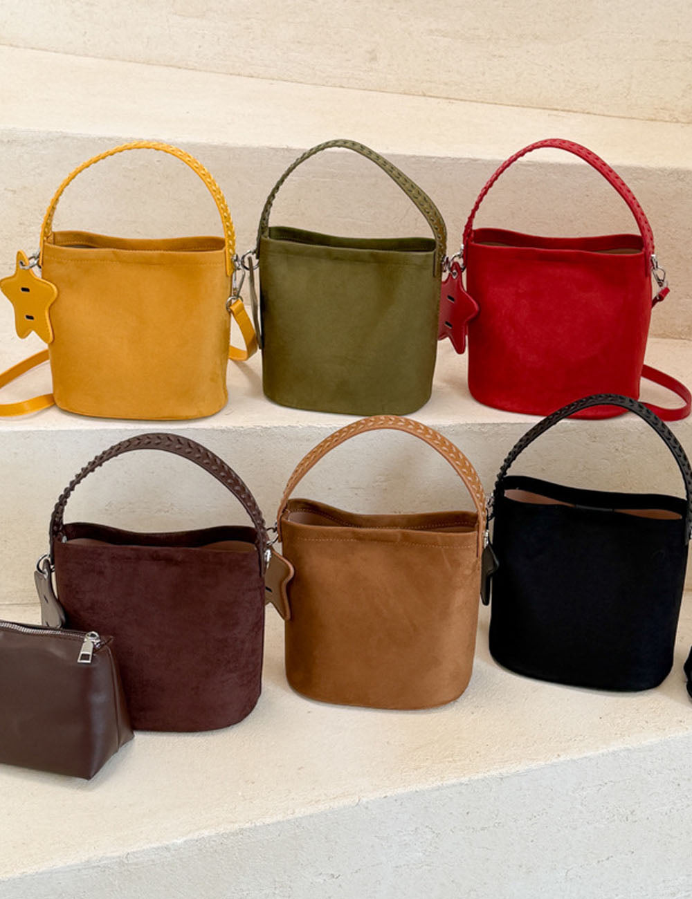 Vintage Large Capacity Suede Bucket Bag 6W10BBG1848