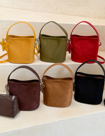 Vintage Large Capacity Suede Bucket Bag 6W10BBG1848