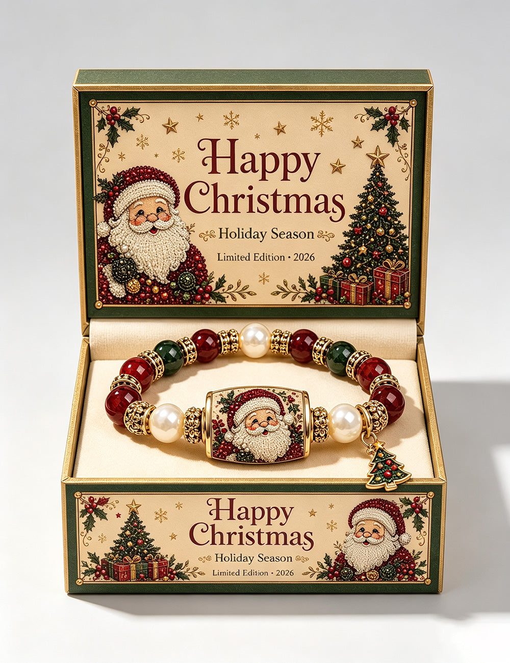 Colorful Crystal Christmas Tree Charm Beaded Bracelet 6W6JBR650