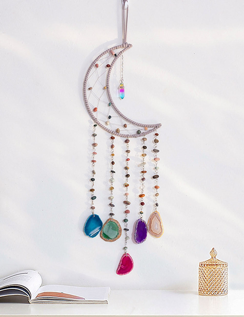 Stylish Moon Spiral Crystal Tassel Suncatchers MK2CZAS6H7HLS51