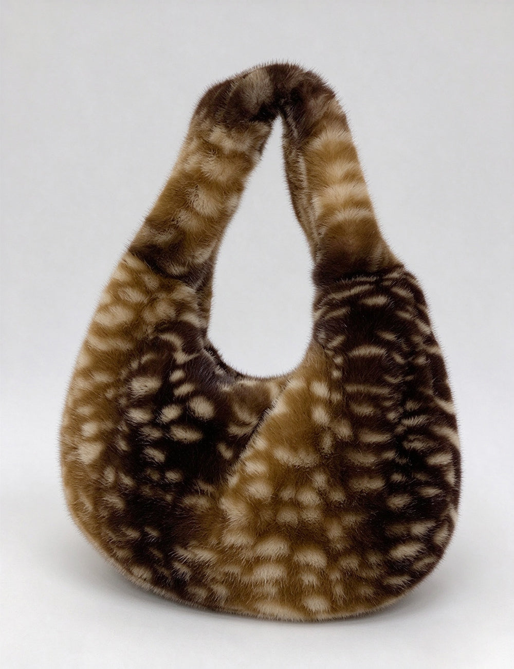 Cute Plush Deer Print Crescent Tote Bag 6W10BBG2368