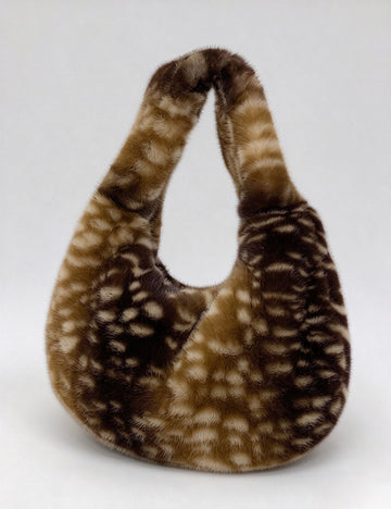 Cute Plush Deer Print Crescent Tote Bag 6W10BBG2368