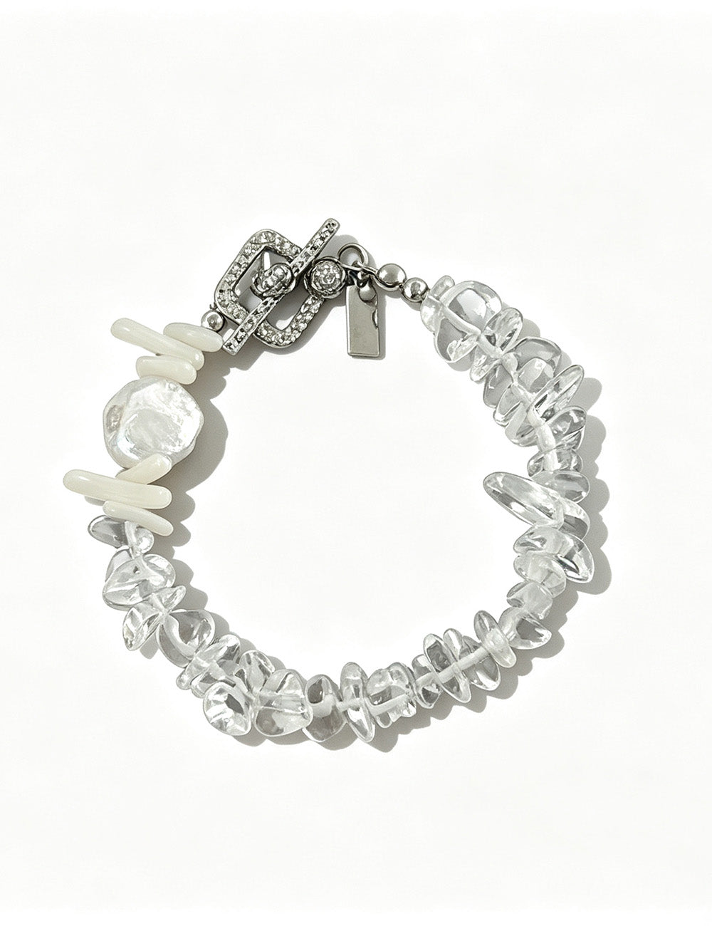 Irregular Transparent Crystal Stone Beaded Bracelet 6W6JBR351