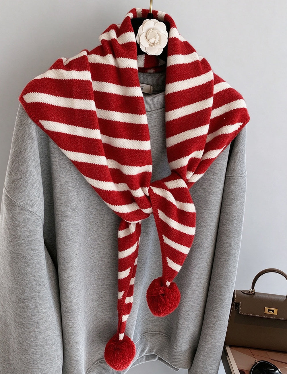 Striped Knit Triangle Scarf - DippedShop Wholesale - #5251