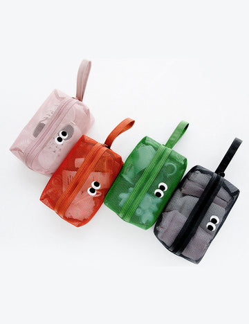 Cute Eye Embroidery Mesh Hollow Makeup Bag MK2BW6S10BOB119