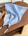 Trendy Floral Print Beaded Decor Silk Scarf 6W6NSI204