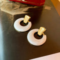 Vintage Enamel Glaze Hollow Circle Stud Earrings 6W6JER750