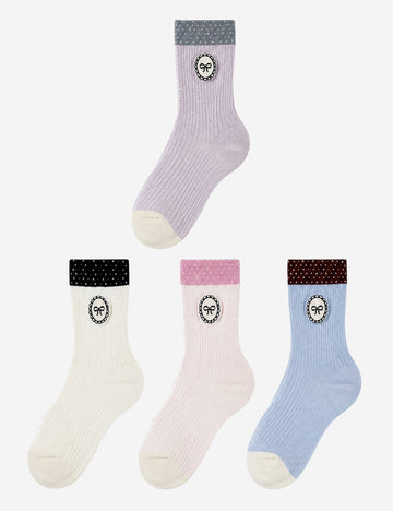 Bowknot Embroidered Crew Socks - DippedShop Wholesale - #7155
