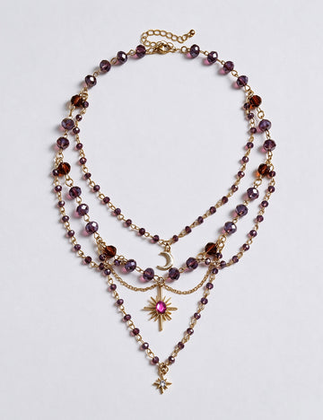 Vintage Starburst Multi-Layered Crystal Beaded Necklace 6W6JNC1065