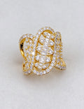Sparkly Cubic Zircon Geometric Twisted Open Ring 6W6JRG375