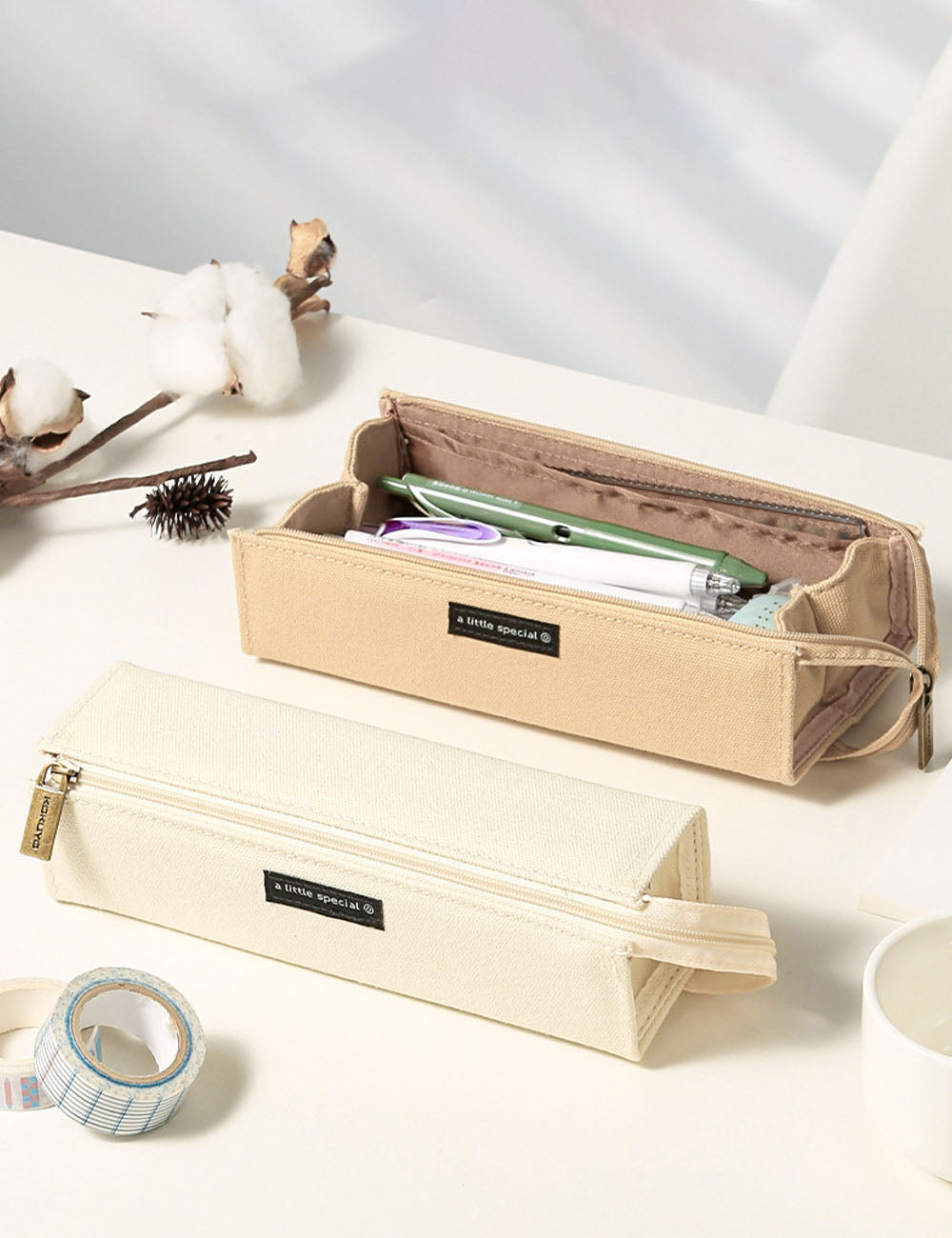 Minimalist Solid Color Pencil Case with Handle 6S10BOB1062