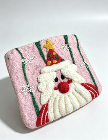 Handmade Wool Felt Santa Claus Coin Purse 6W10BWB194