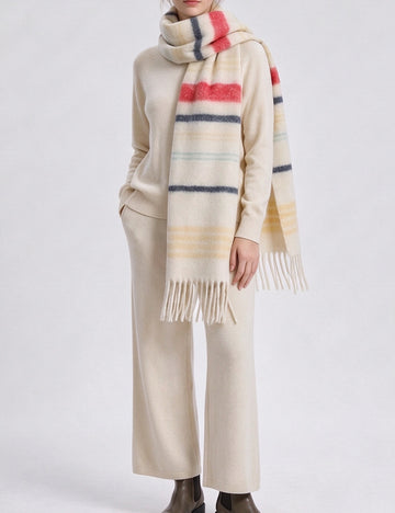 Striped Mohair Tassel Scarf - DippedShop Wholesale - #2083