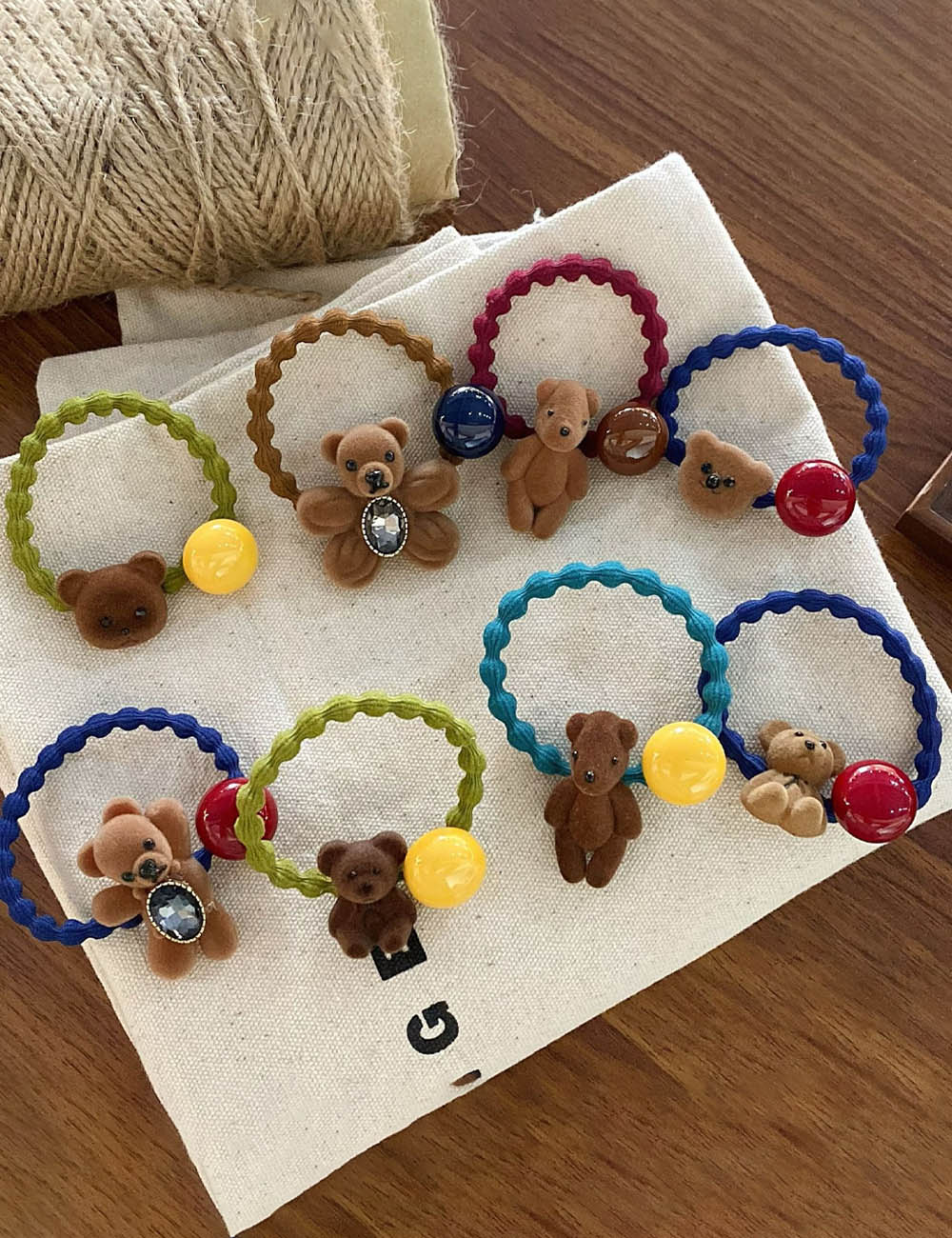 Cute Bear Bead Flocking Hair Tie MK2BLW6W6HHT17