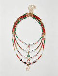 Colorful Christmas Santa Claus Layered Beaded Necklace 6W6JNC887