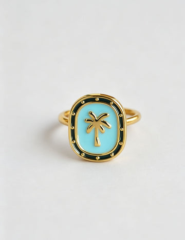 Coconut Tree Enamel Ring - DippedShop Wholesale - #6787