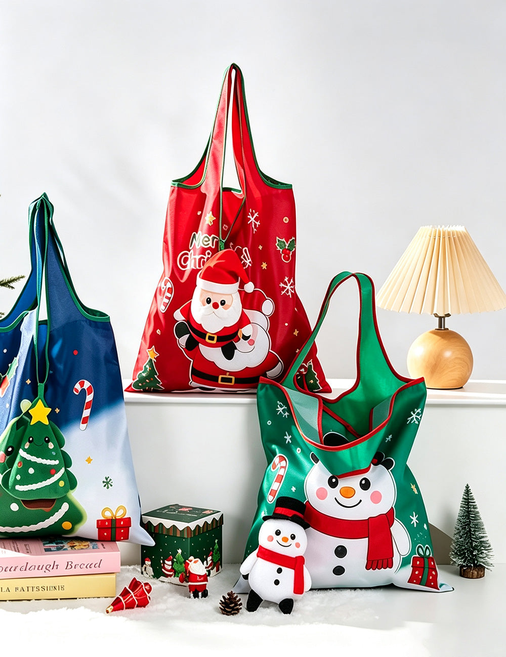 Christmas Snowman Print Lightweight Storage Bag 6W10BOB1342