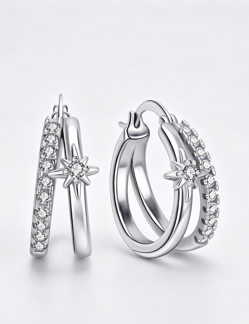 Trendy Cubic Zirconia Starburst Hoop Earrings 6W6JER597