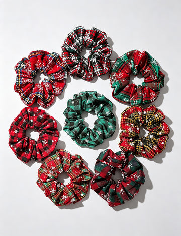 Simple Christmas Plaid Elastic Hair Scrunchie 6W6HSR442