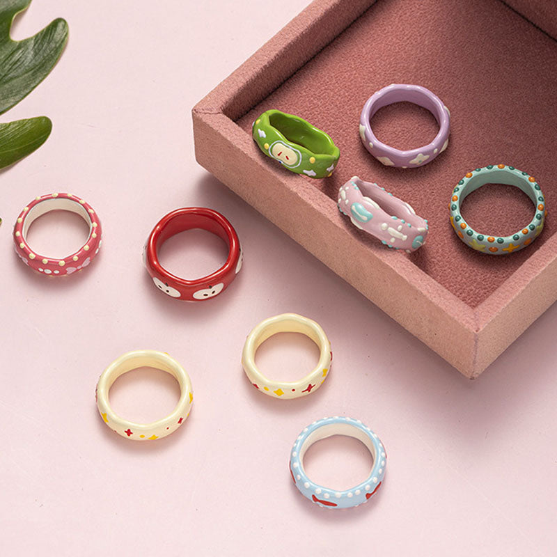 Cute Polka Dots Bowknot Enamel Ring 6W6JRG251