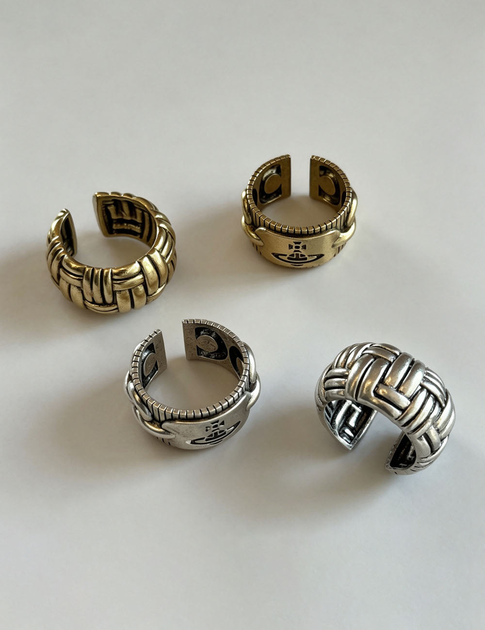 Punk Distressed Twisted Braided Metal Open Ring 6W6JRG299