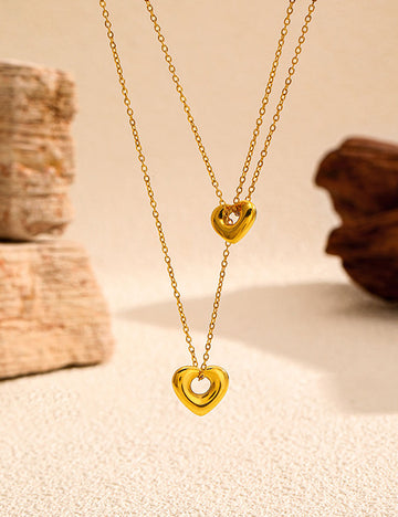 Elegant Gold Plated Hollow Heart Pendant Necklace 6W6JNC635