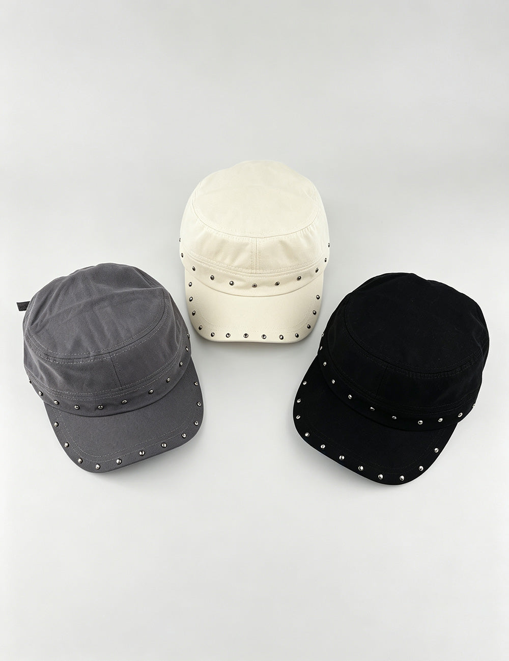 Retro Rivet Studded Flat-Top Baseball Cap 6W6HAT778