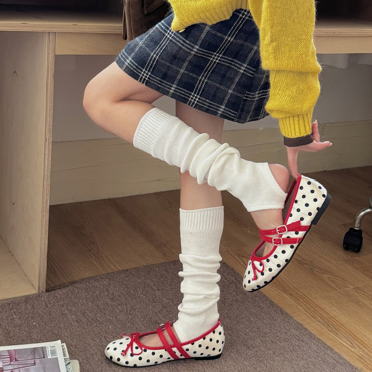 Simple Knitted Solid Color Toeless Leg Warmers 6W8FSO871