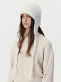 Solid Earflap Tassels Knit Aviator Beanie Hat 6W6HAT663