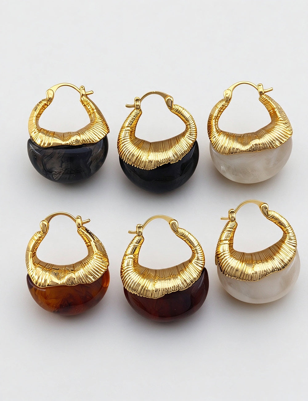 Chunky Amber Resin Teardrop Hoop Earrings 6W6JER941