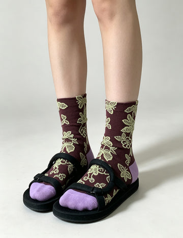 Floral Embossed Slouch Socks - DippedShop Wholesale - #5811