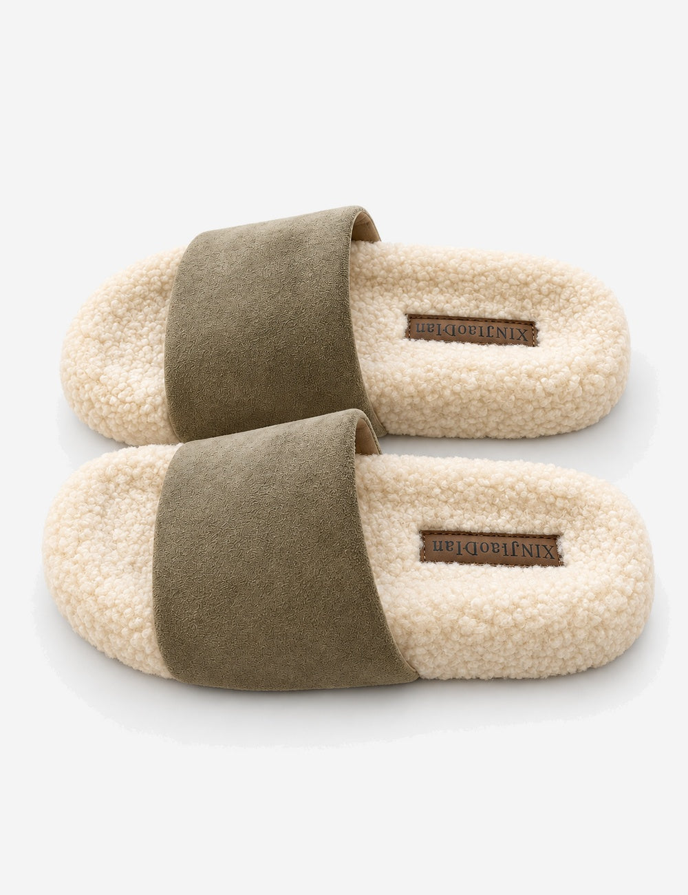 Fluffy Plush Platform Outdoor Open Toe Slippers 6W8FSP237