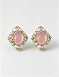 Vintage Oval Gemstone Rhinestone Stud Earrings 6W6JER730