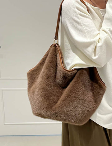 Elegant Ruffled Plush Large Capacity Shoulder Bags 6W10BBG1941