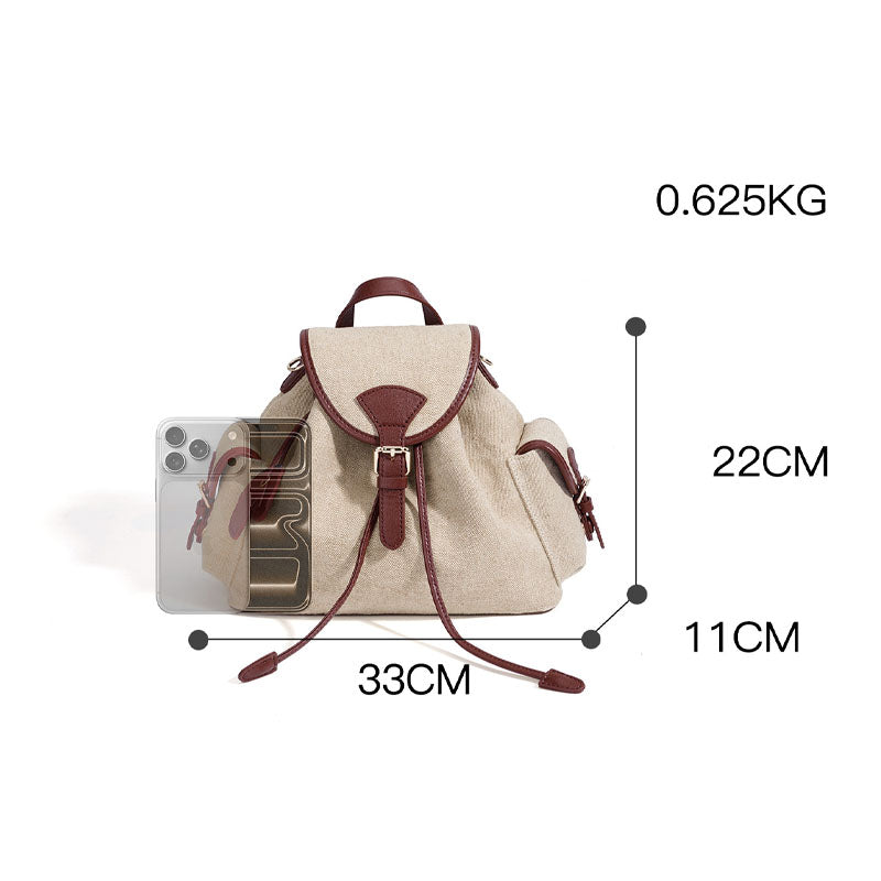 Stylish Color Block Linen Backpack 6S10BBG1429