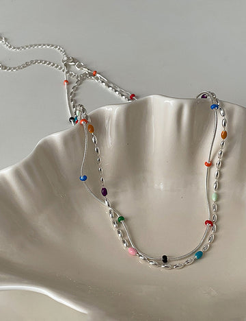 Cute Colorful Beaded Snake Chain Necklace 6W6JNC432