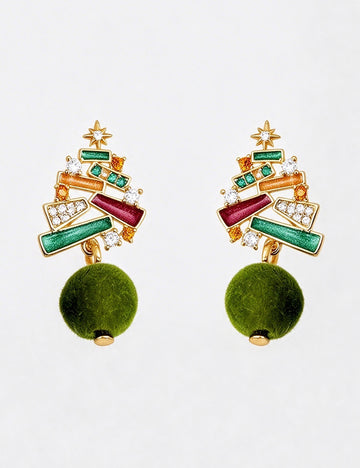 Christmas Tree Dangle Earrings - DippedShop Wholesale - #5411