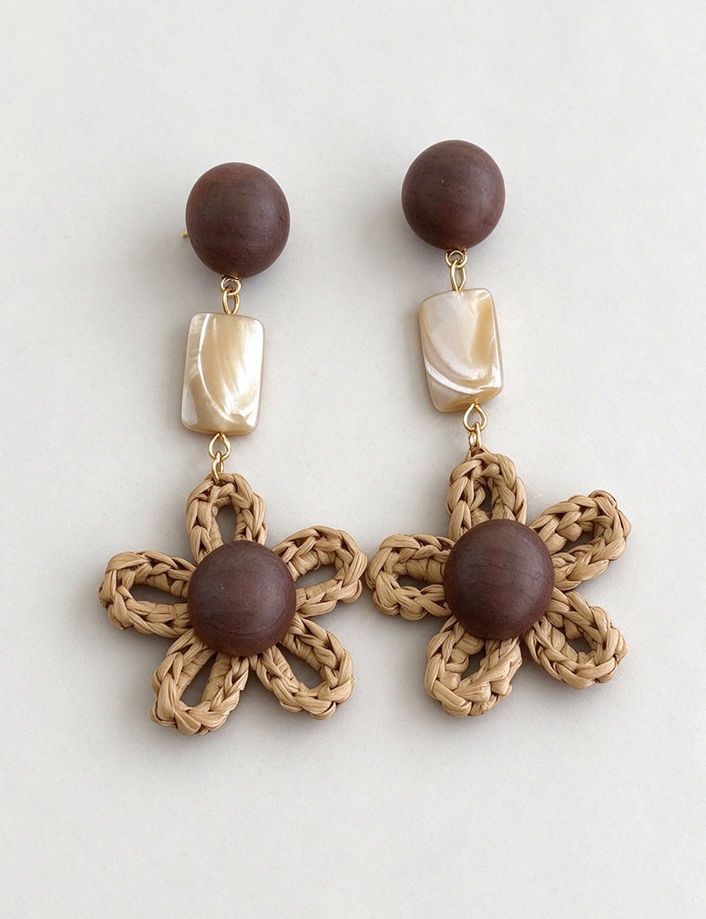 Raffia Flower Drop Earrings - DippedShop Wholesale - #0243