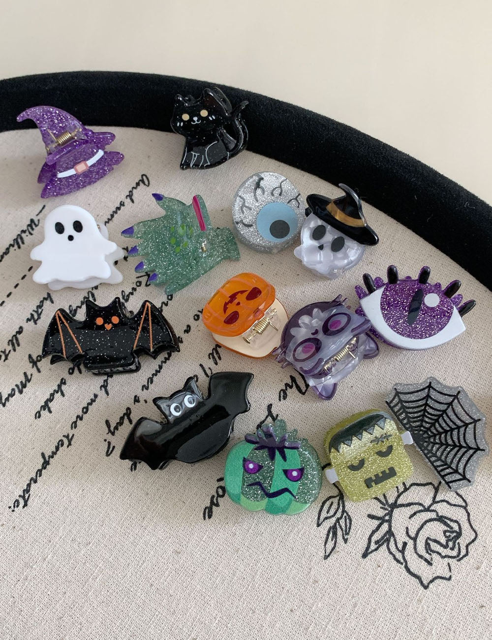 Quirky Halloween Ghost Pumpkin Mini Hair Claw 6W6HCP1322
