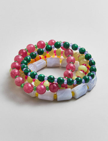 Vintage Irregular Natural Stone Beaded Bracelet Set 6W6JBR509