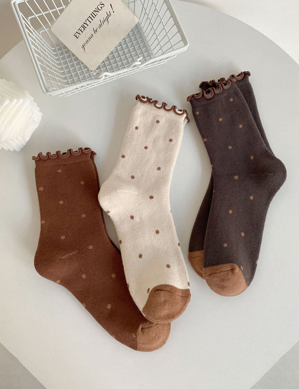 Polka Dots Ruffle Crew Socks - DippedShop Wholesale - #8291