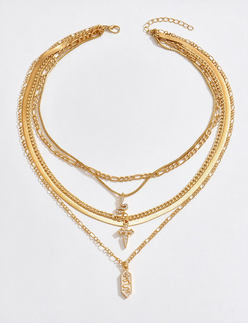 Layered Cross Pendant Necklace - DippedShop Wholesale - #2915