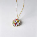 Elegant Colorful Rhinestones Floral Pendant Choker Necklace 6W6JNC928