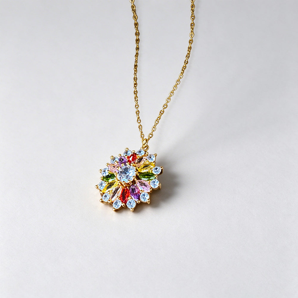 Elegant Colorful Rhinestones Floral Pendant Choker Necklace 6W6JNC928