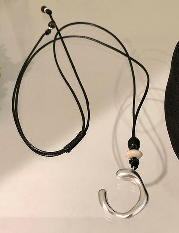 Minimalist Rope Braided Metal C-shape Pendnat Necklace 6W6JNC673